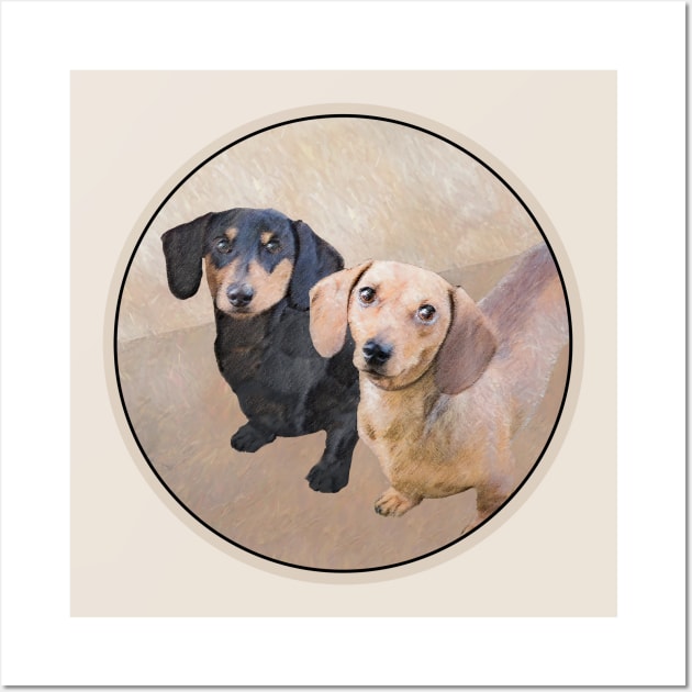 Smooth Dachshund Painting - Cute Original Dog Art Wall Art by Alpen Designs